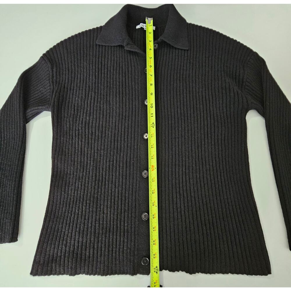 REFORMATION Fantino Black Ribbed Cashmere Button Collared Cardigan Sweater XS - Picture 9 of 13